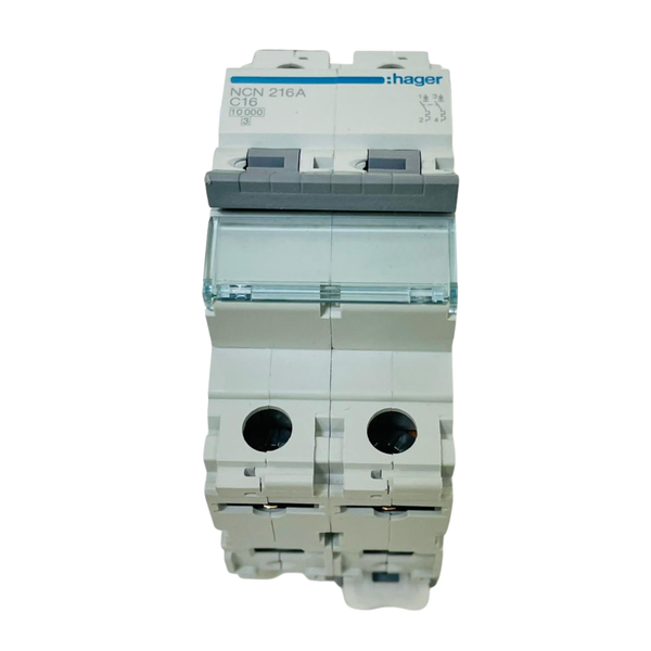 Hager NCN216A Miniature Circuit Breaker 461567 2 Pole 16A (6 Pcs In Bo ...
