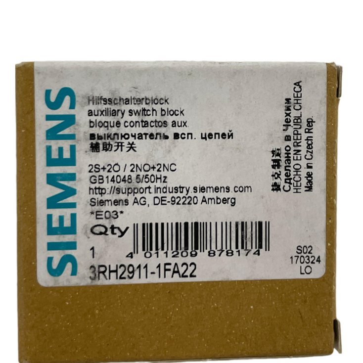 SIEMENS 3RH2911-1FA22 AUXILIARY SWITCH 2S+2O/2NO+2NC (5 PCS)
