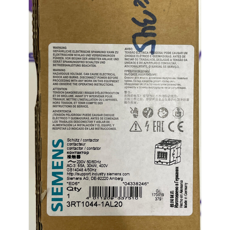 SIEMENS 3RT1044-1AL20 POWER CONTACTOR SIRIUS 230V 50-60HZ