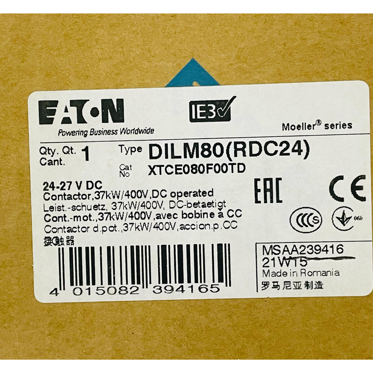 SIEMENS DILM80(RDC24) Contactor 24-27V DC
