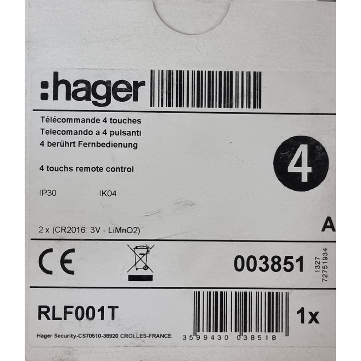 HAGER RLF001T Remote Control