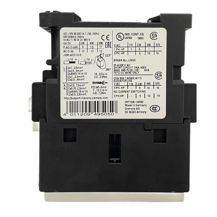 SIEMENS 3RT1025-1AR60 POWER CONTACTOR SIRIUS 400V 50HZ/400..440V 60HZ