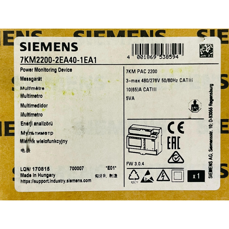 SIEMENS 7KM2200-2EA40-1EA1 Power Monitoring Device