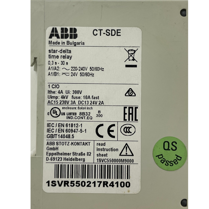 ABB CT-SDE 1SVR550217R4100 Time Relay