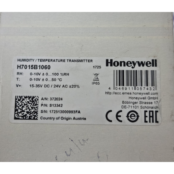 HONEYWELL H7015B1060 Humidity Temperature Transmitter