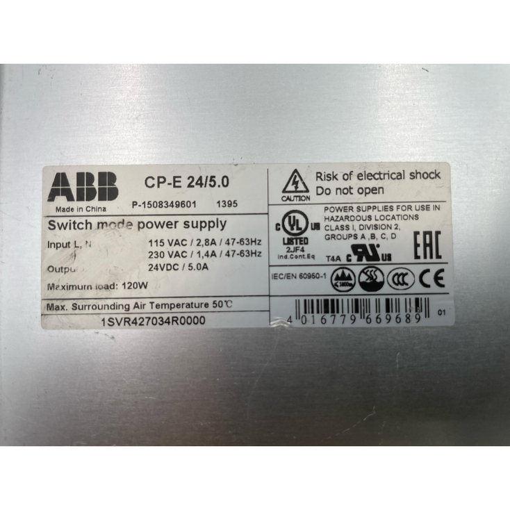 ABB CP-E 24/5.0 1SVR427034R0000 SWITCH MODE POWER SUPPLY