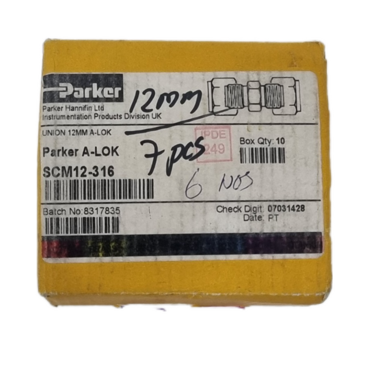 PARKER A-LOK SCM12-316 Straight Union (7Pcs in box)