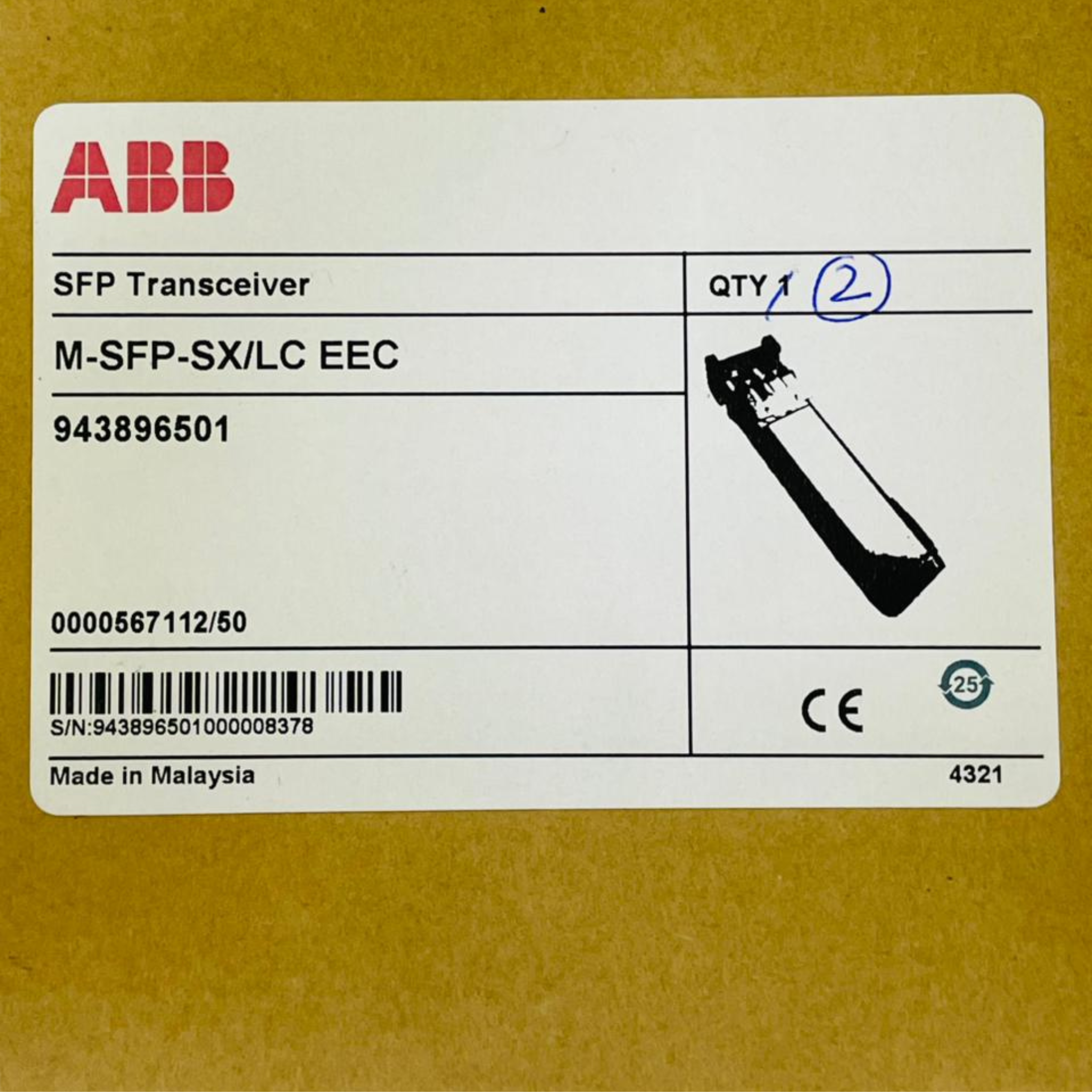 ABB M-SFP-SX/LC EEC SFP Fiber Optic Transceiver 943896501 – We Sell Stocks