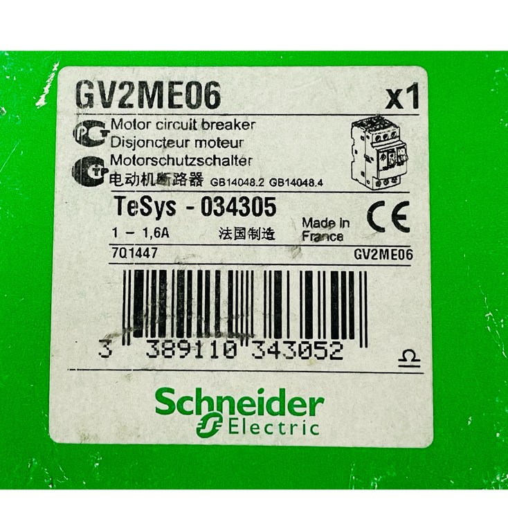 SCHNEIDER ELECTRIC GV2ME06 Motor Circuit Breaker 1-1.6A
