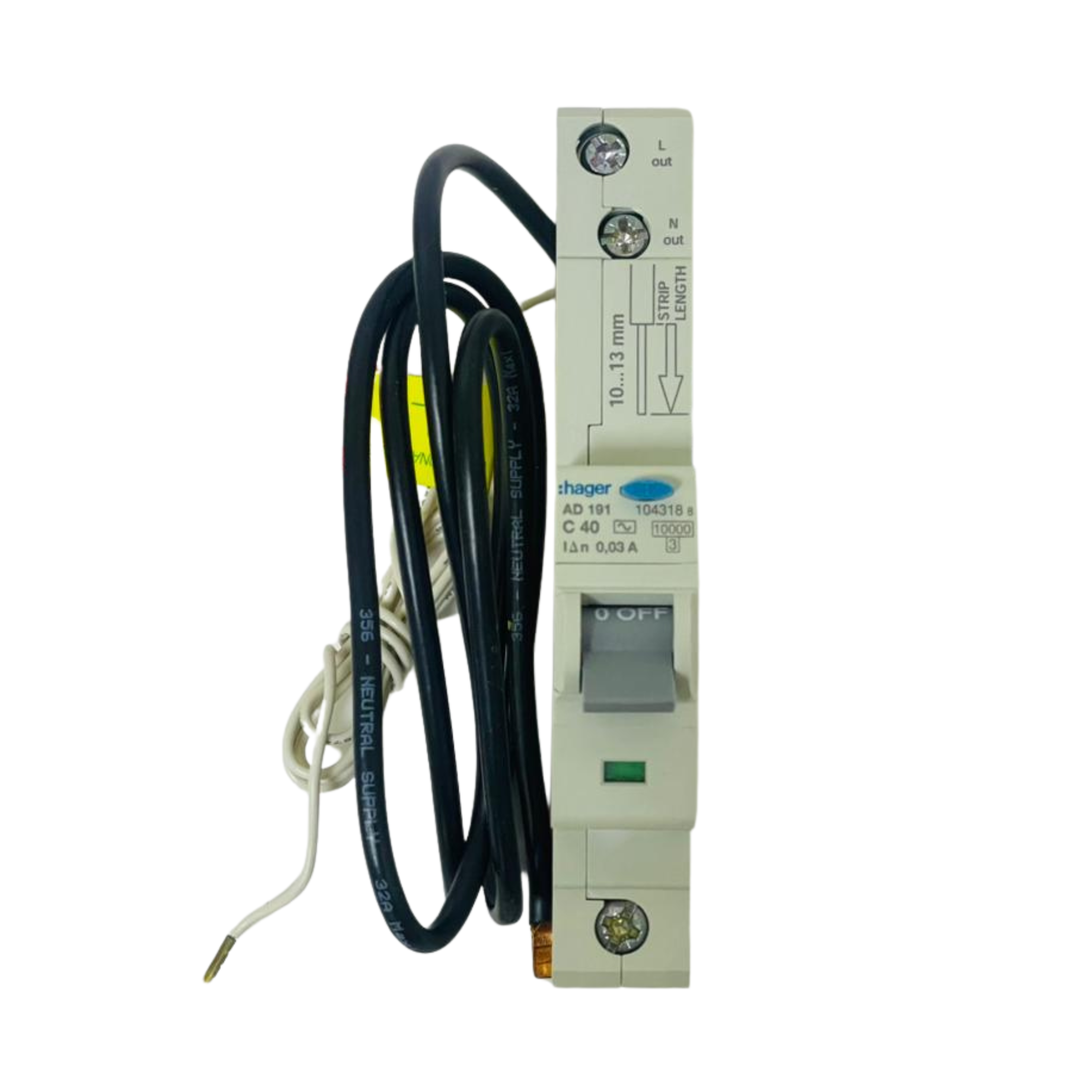 HAGER AD191 RCBO 104318 40A 230/240V Single Pole – We Sell Stocks