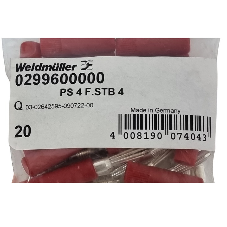 WEIDMULLER 0299600000 Test Connectors PS 4 F.STB 4 (20 Pcs in 1 pack)