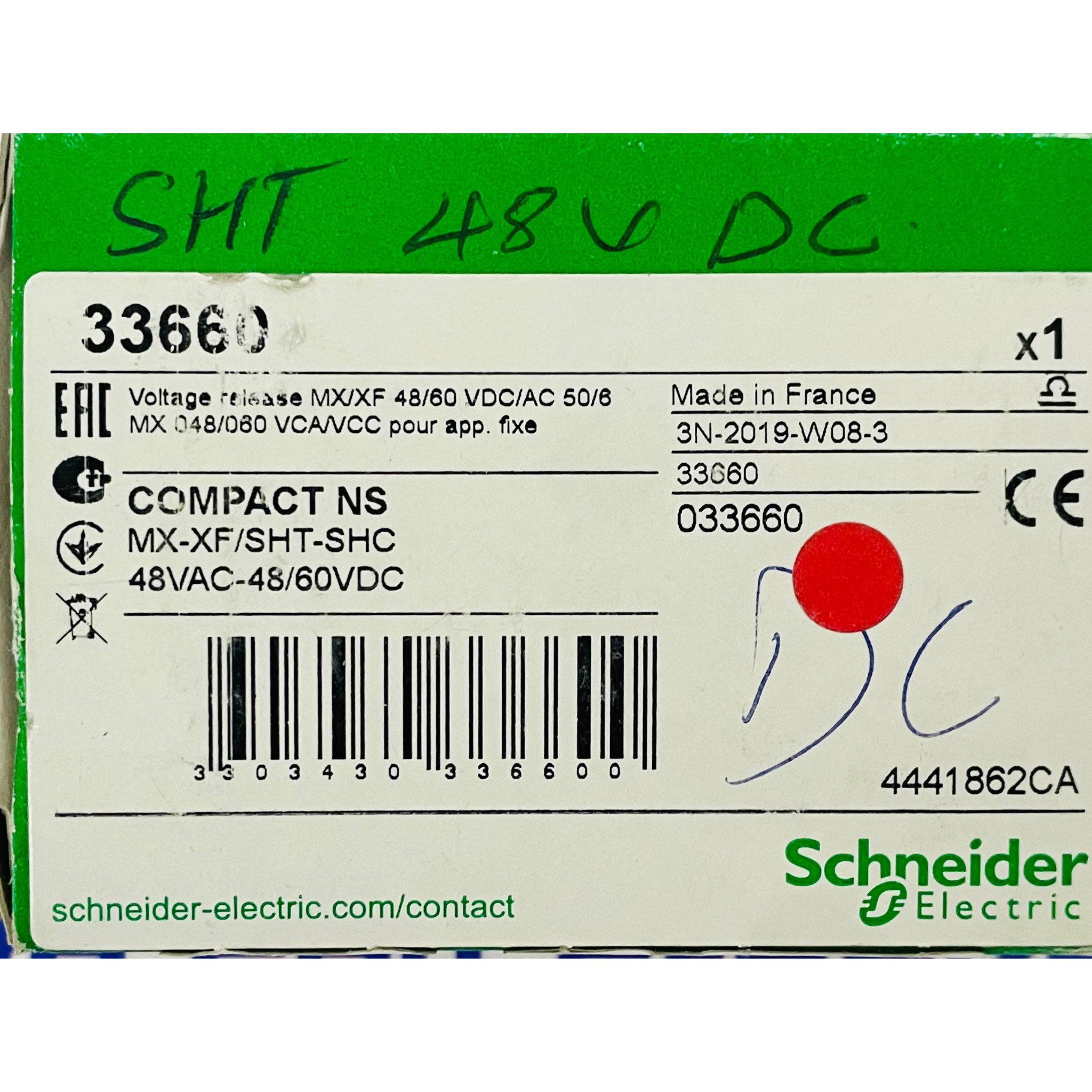 SCHNEIDER ELECTRIC 33660 Shunt Voltage Release 48VDC – We Sell Stocks