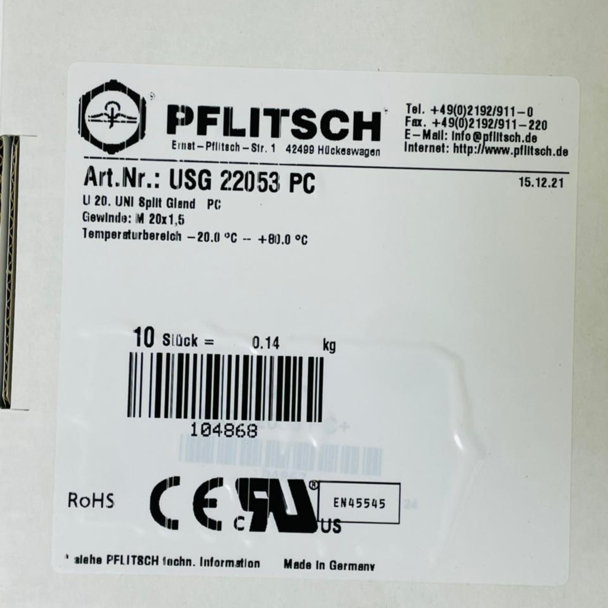 PFLITSCH USG 22053 PC UNI Split Cable Gland M20 (Full Box) – We Sell Stocks