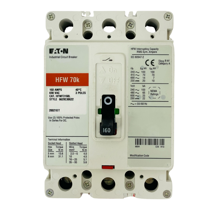 EATON HFWF3160L Circuit Breaker 160A 6628C30G22