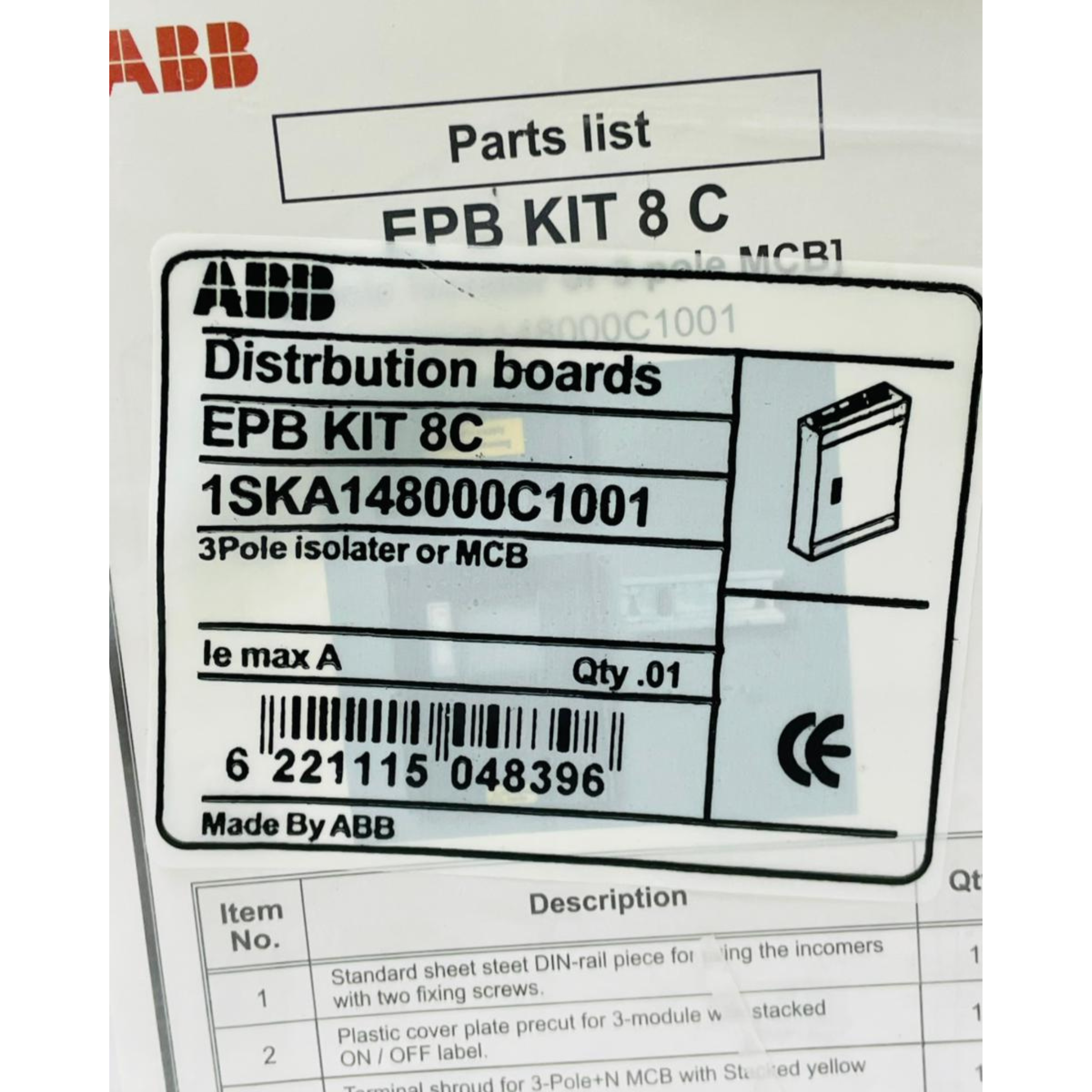 ABB EPB KIT 8C Distribution Board Kit 1SKA148000C1001 – We Sell Stocks