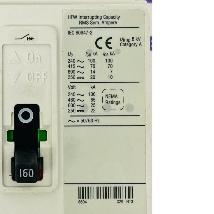 EATON HFWF3160L Circuit Breaker 160A 6628C30G22