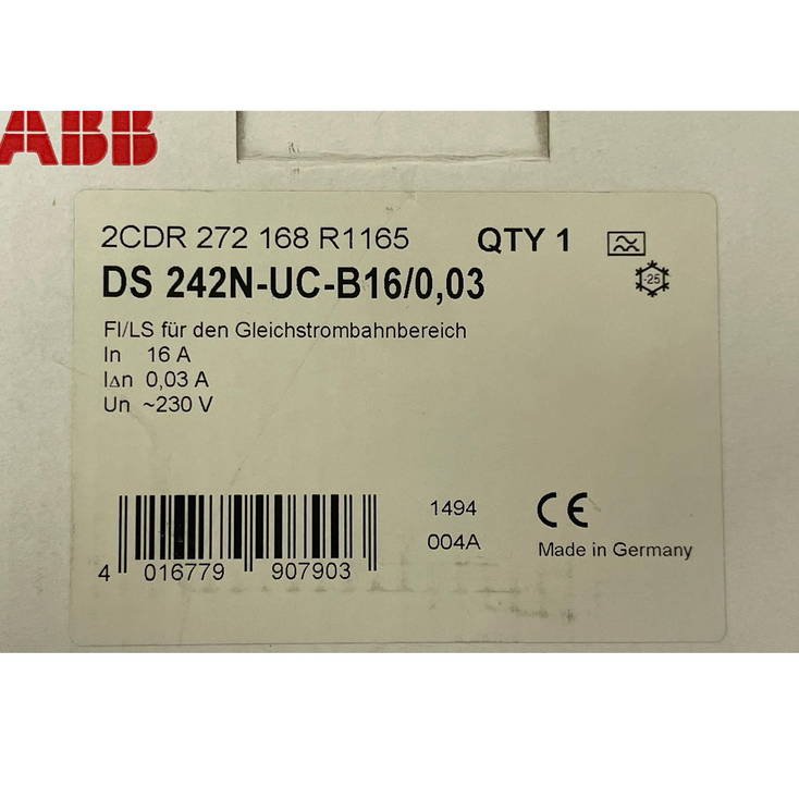 ABB 2CDR272168R1165 Circuit Breaker DS242N-UC-B16/0,03