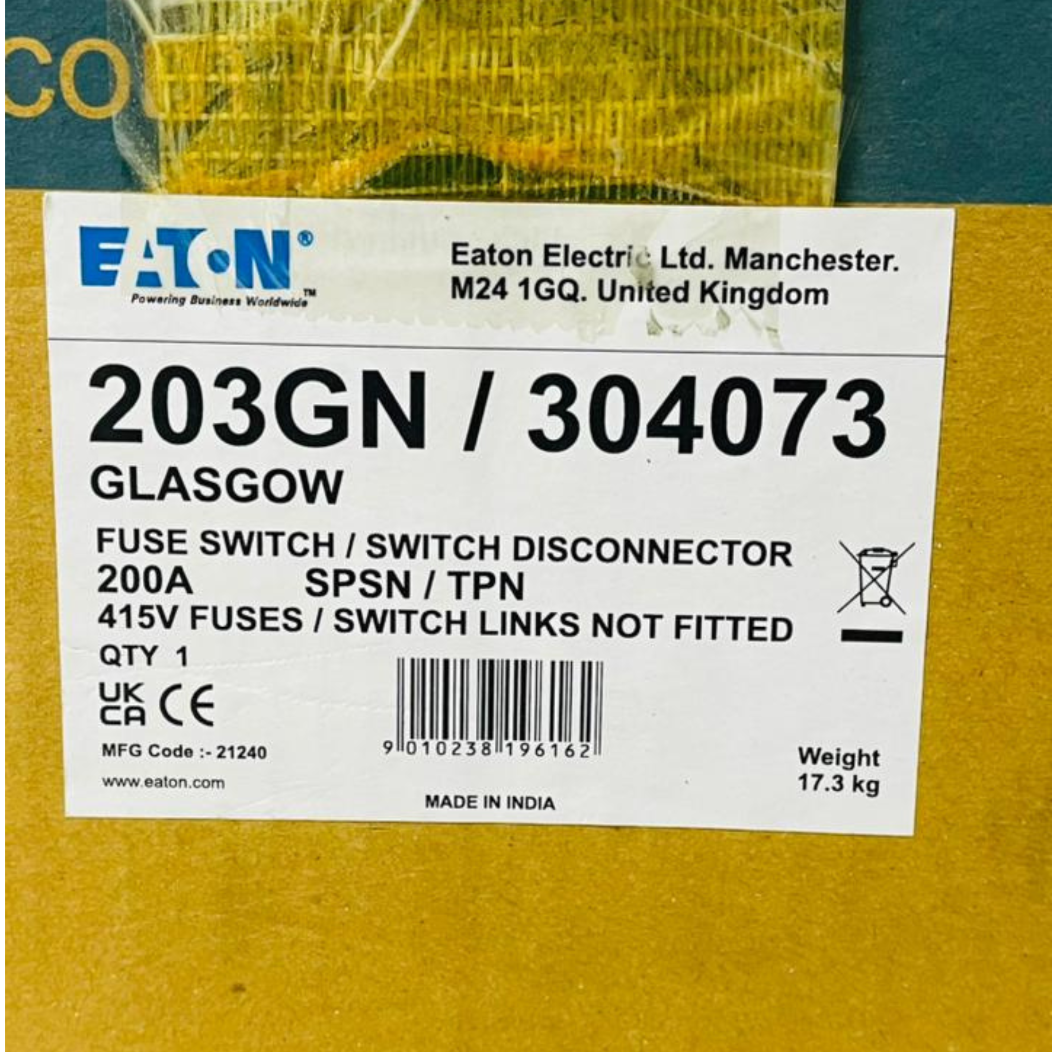 EATON GLASGOW 203GN / 304073 Fuse Switch Disconnector 200A 415V – We ...