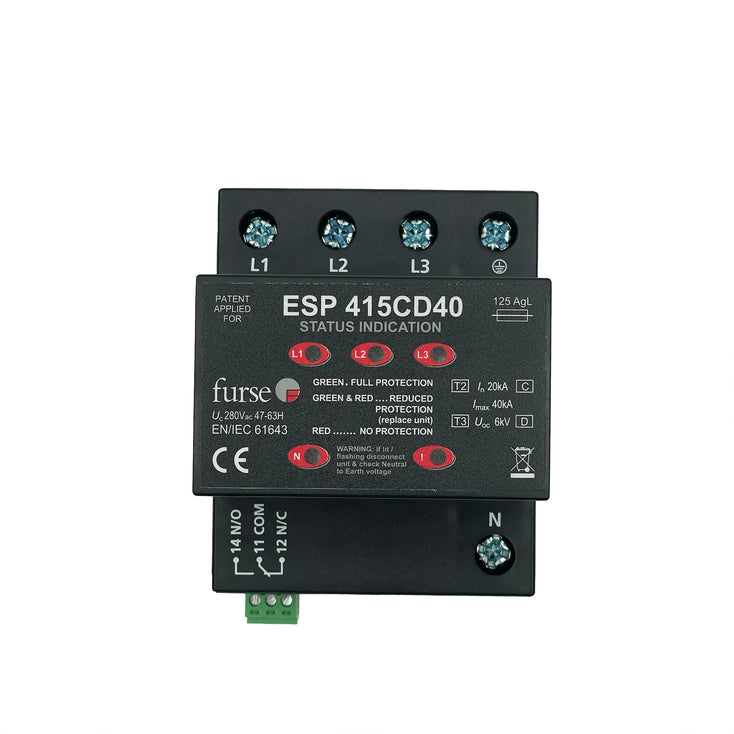 FURSE ESP 415CD40 Enhanced Compat DIN Protector for 346-484V 3 Phase Supplies